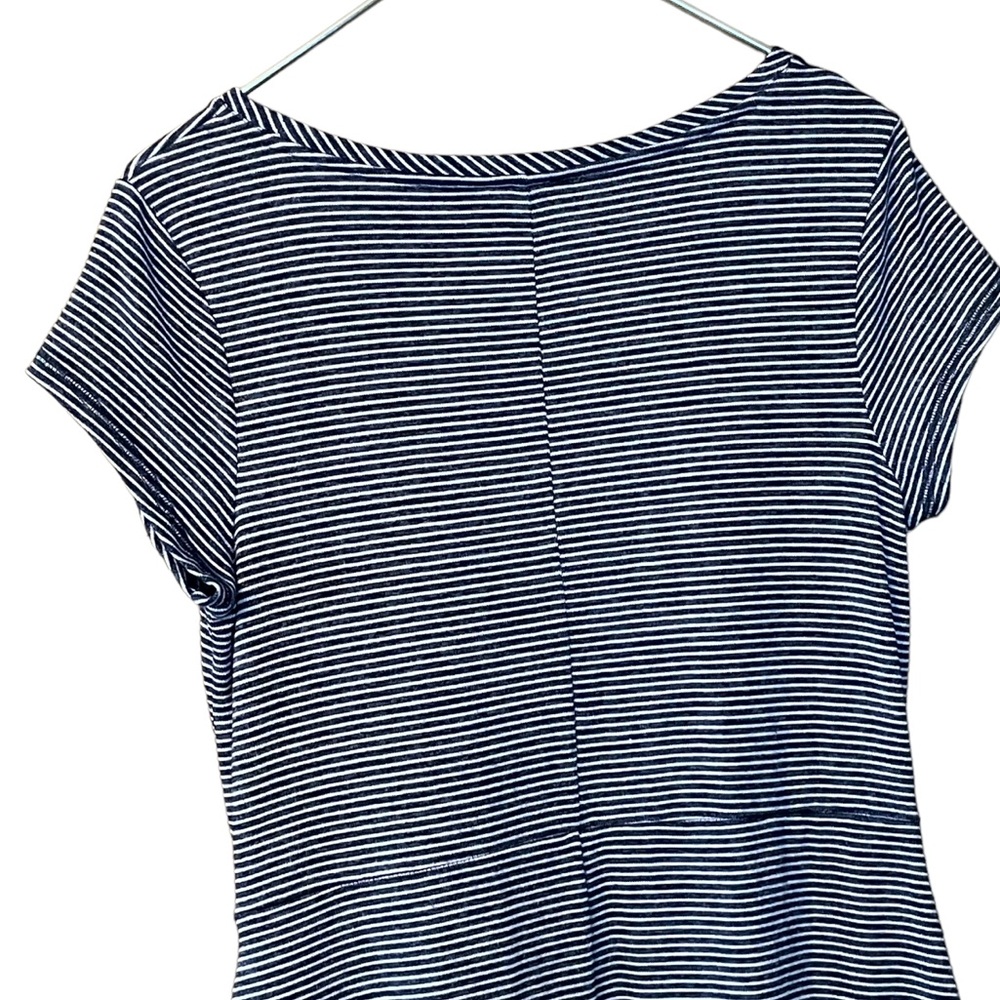 T by Talbot Blue and White Striped Maxi Dress pockets and side Tie Size M - Picture 6 of 12